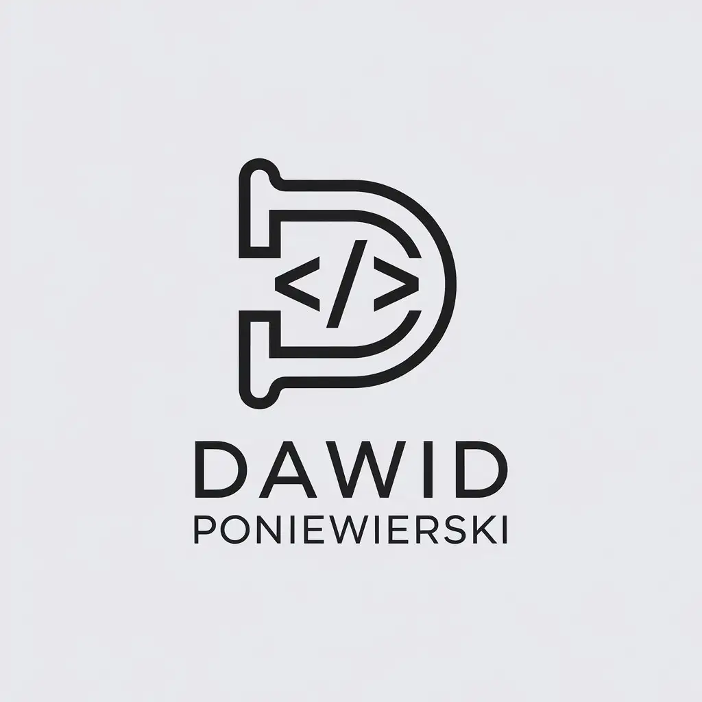 LOGO Design for Dawid Poniewierski Minimalistic Design with Code Symbol for Technology Industry