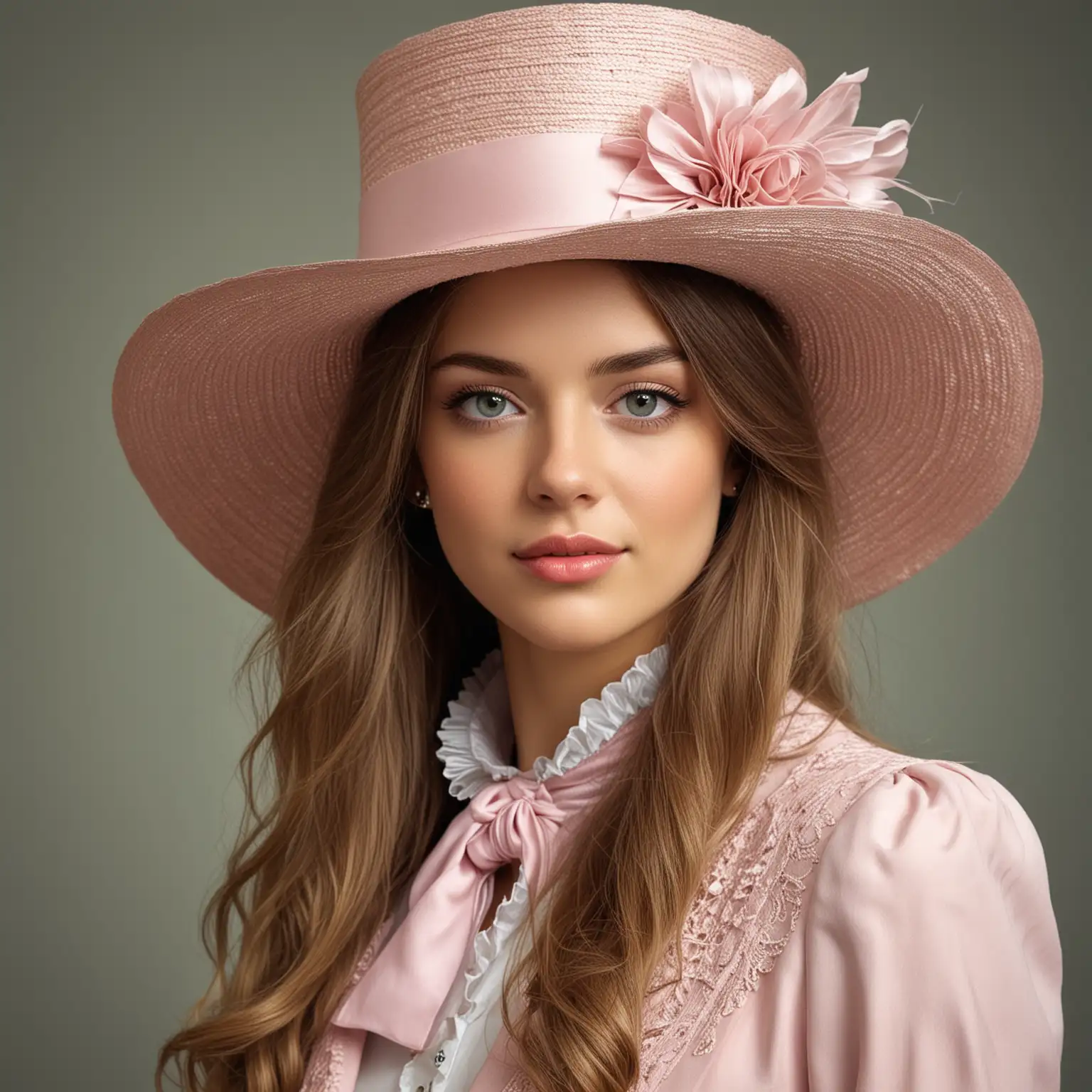 Lovely-Young-Woman-with-Long-Hair-in-Fancy-Hat-for-Ascot-Races