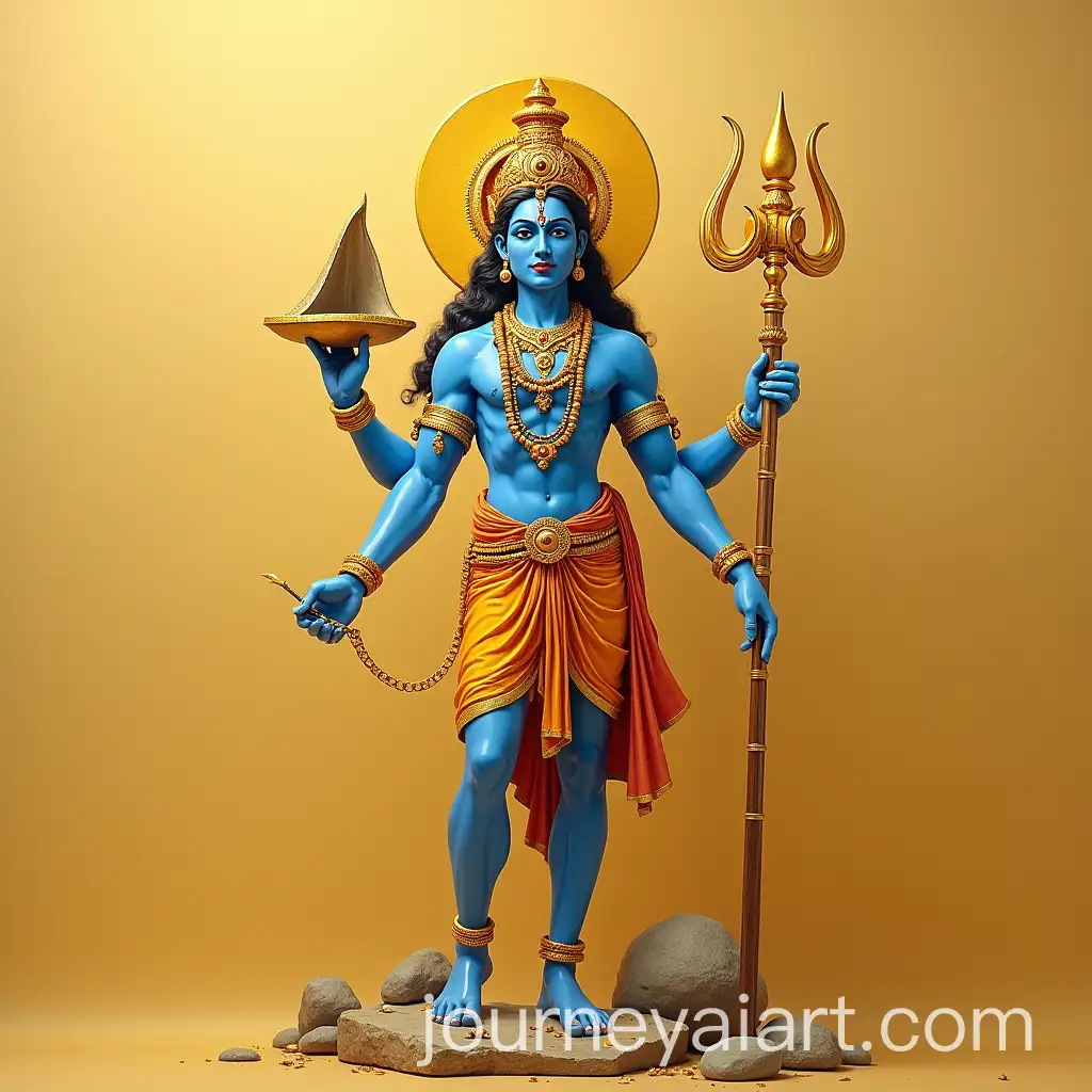 Vishnu-Standing-with-ConchAI-Art-Prompt-Expansion-Discus-and-Mace-Against-a-Gold-Background