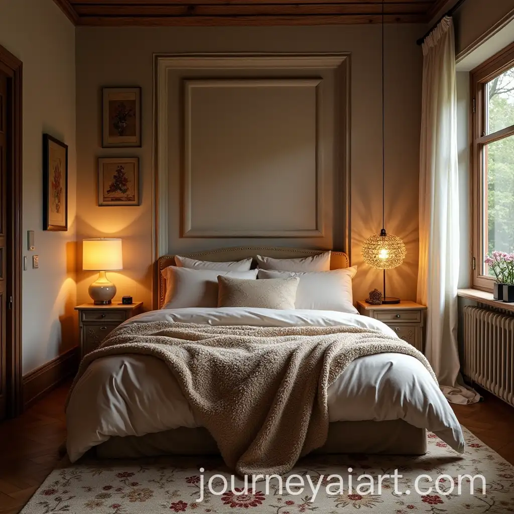 Cozy-Room-with-Warm-Fireplace-and-Bookshelf