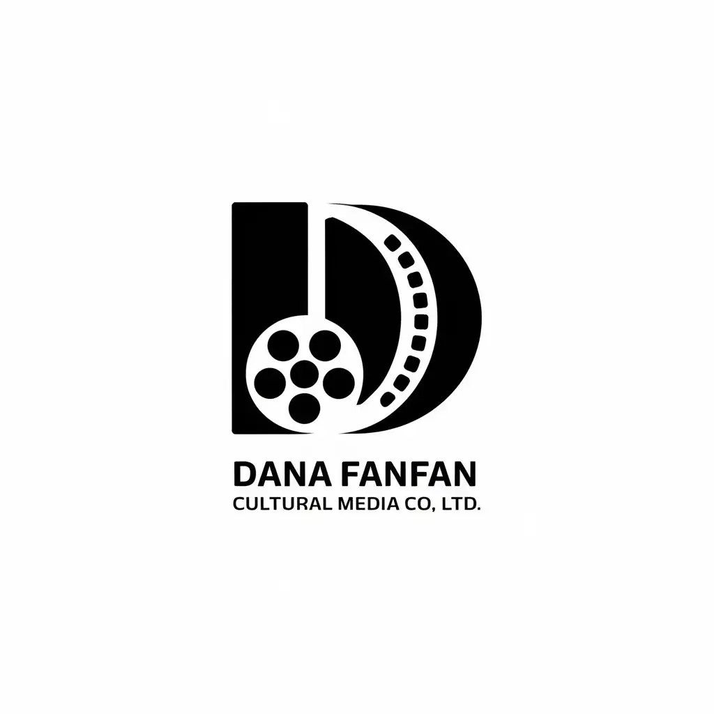 a vector logo design,with the text "Dana Fanfan Cultural Media Co., Ltd.", main symbol:I hope to design a simple and unique cultural media logo. Combine capital letters D, N, B, N for the design. The overall style should be extremely simple, with modern and fashionable feelings. Try to transform and fuse these letters creatively, such as letting part of the letters overlap or place in unique angles, and it's best to choose simple black and white colors, used by film and television cultural media companies,,Minimalistic,be used in media industry,clear background