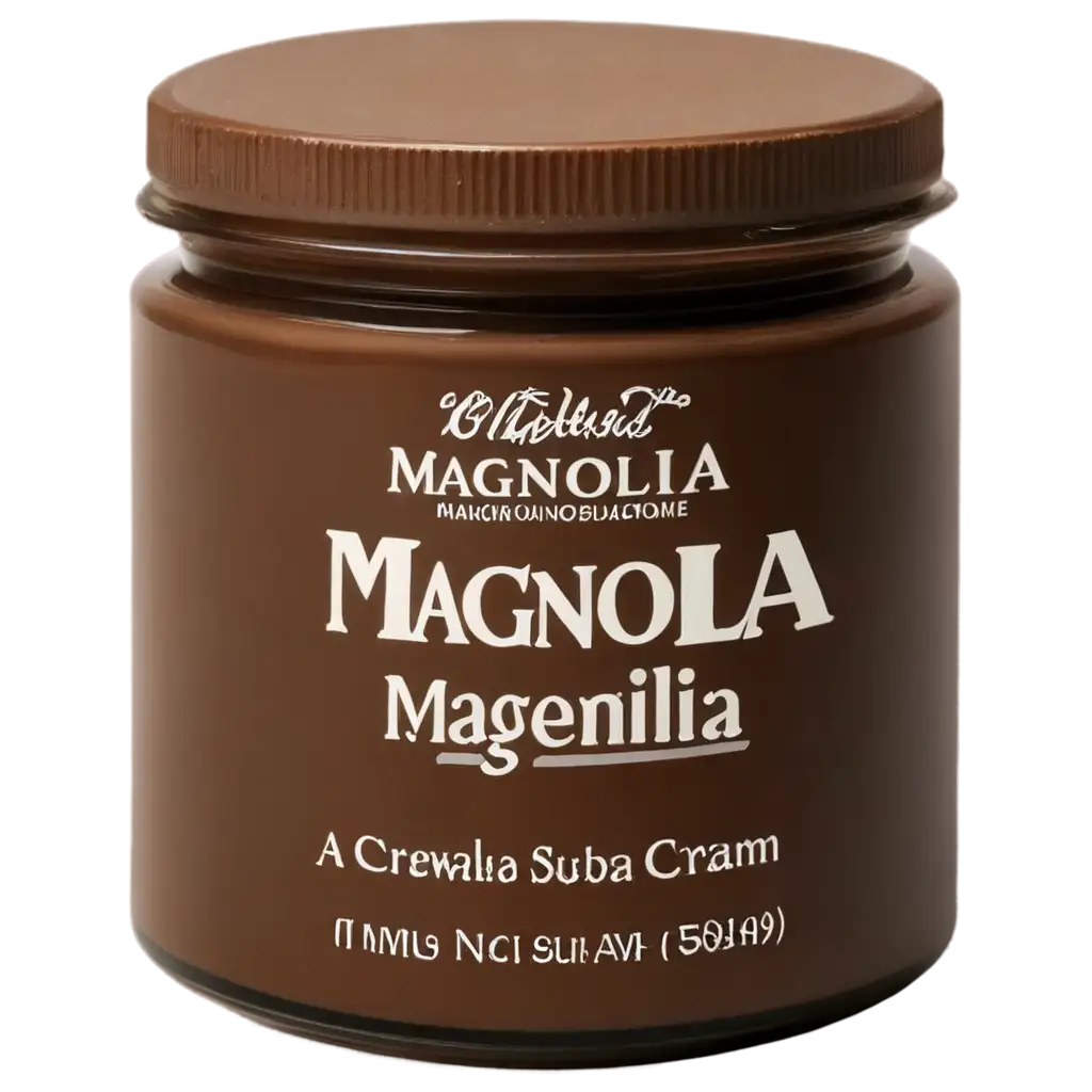 HighQuality-PNG-Image-of-Magnolia-Brown-Scrub-in-a-Glass-Pot-for-Skincare-Branding