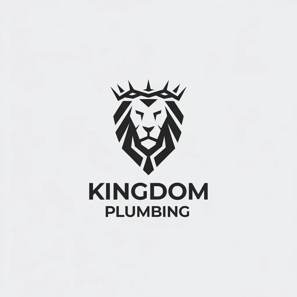 LOGO Design for Kingdom Plumbing Minimalistic Thorn Crown Lion Symbol with Religious Industry Appeal