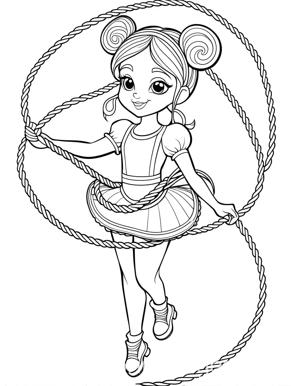 Fierce-Princess-with-Kitten-Ears-Rope-Exercises-Coloring-Page