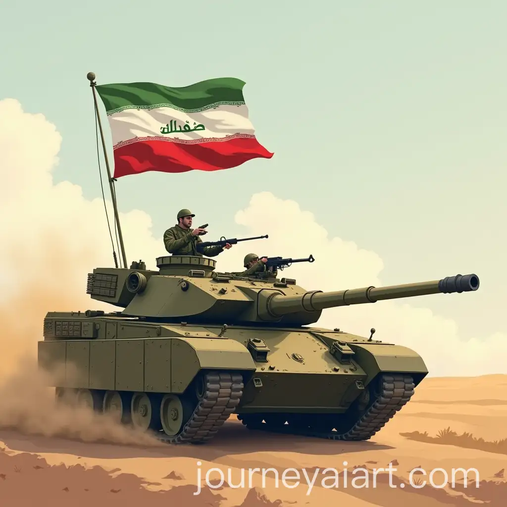 Iraq-Tank-Attacking-Iran-in-Simple-KidLike-Digital-Art