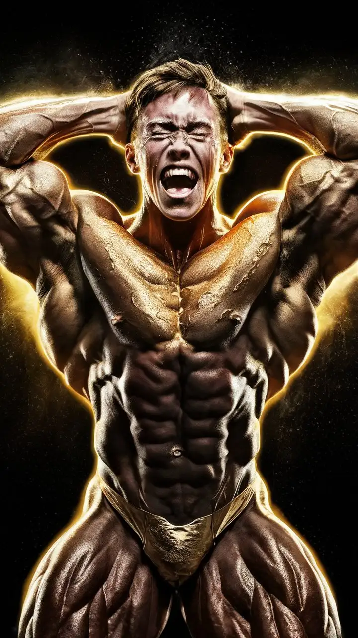 Young-Bodybuilder-Flexing-with-Golden-Superpower-Glow