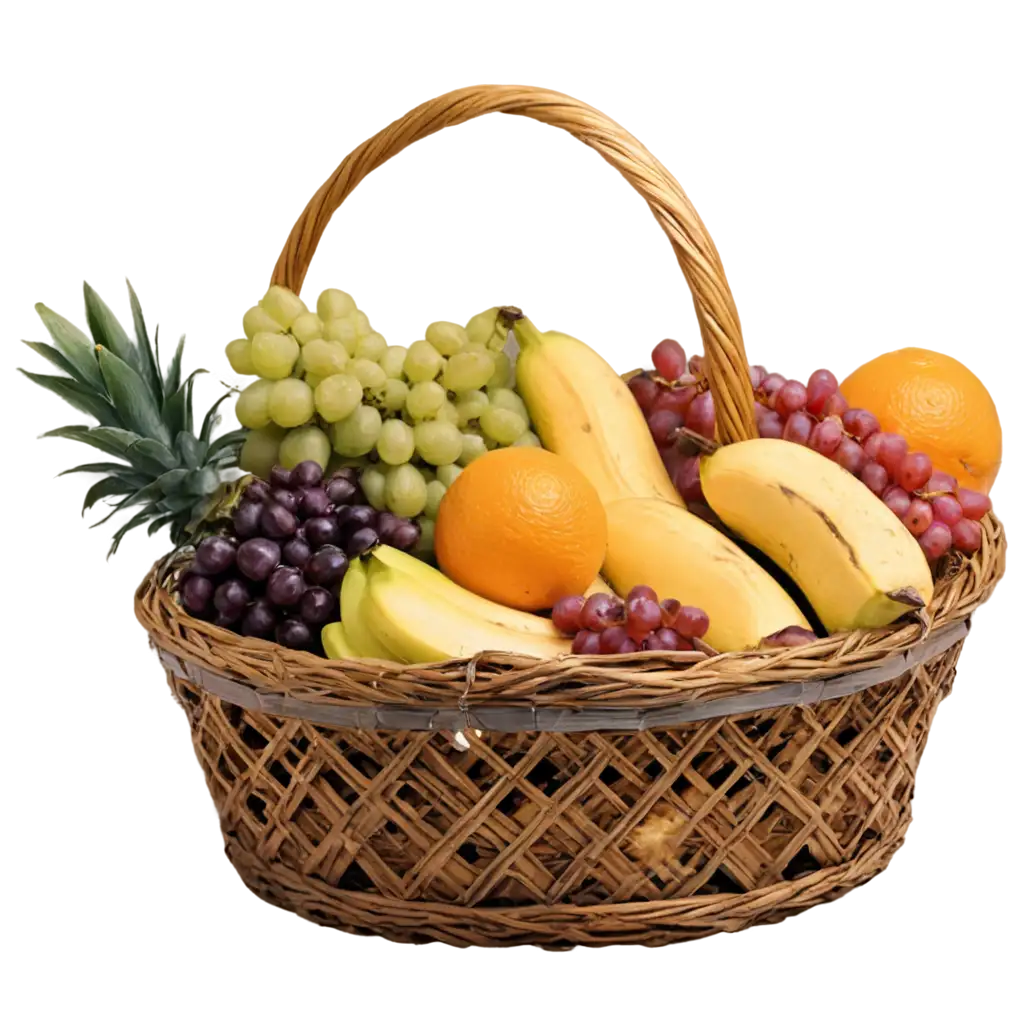 Vibrant-Fruit-Basket-PNG-A-Colorful-Collection-of-Bananas-Apples-Grapes-Pineapple-and-Oranges