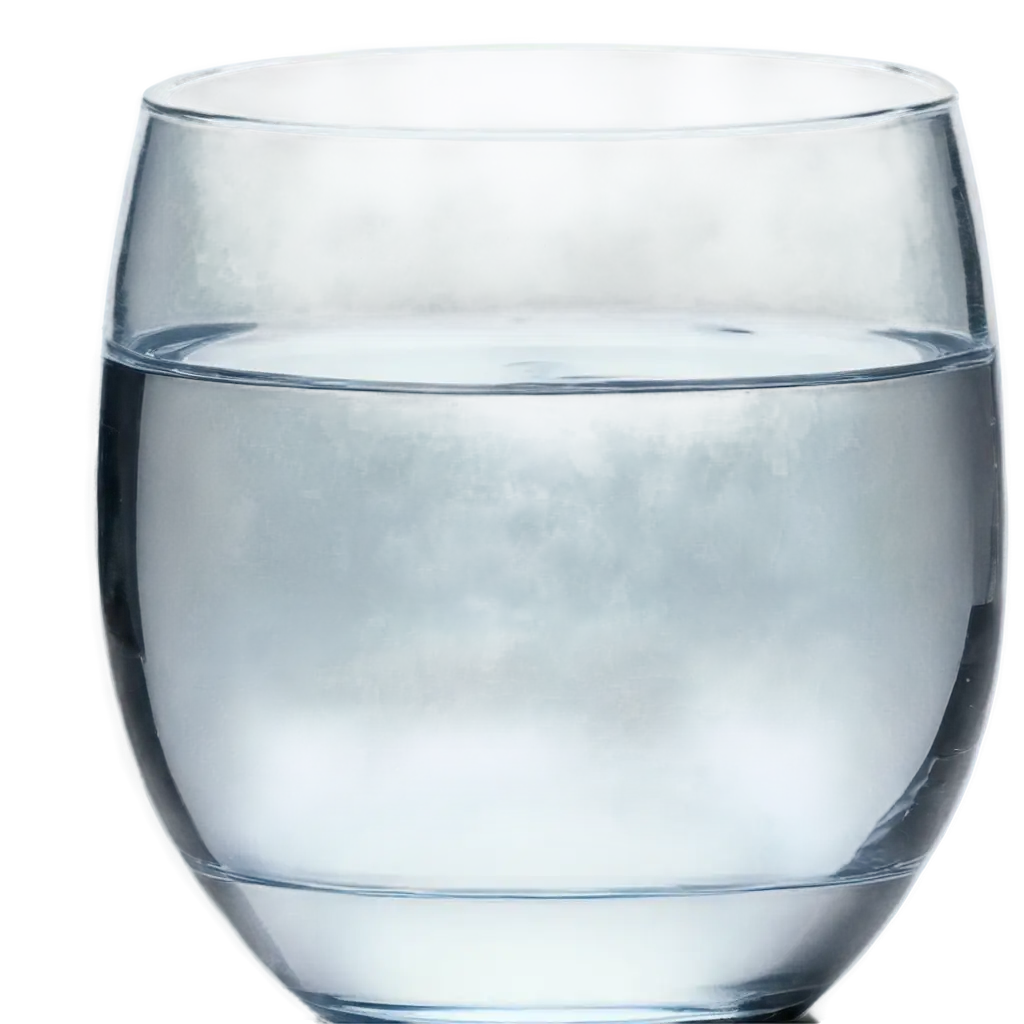 round glass of water with half full water