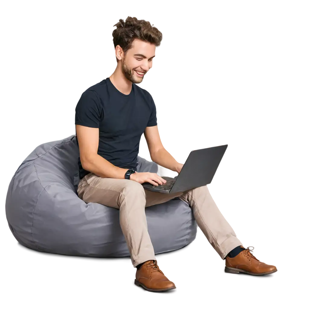 Happy-Person-Working-on-Laptop-on-Beanbag-Chair-PNG-Image