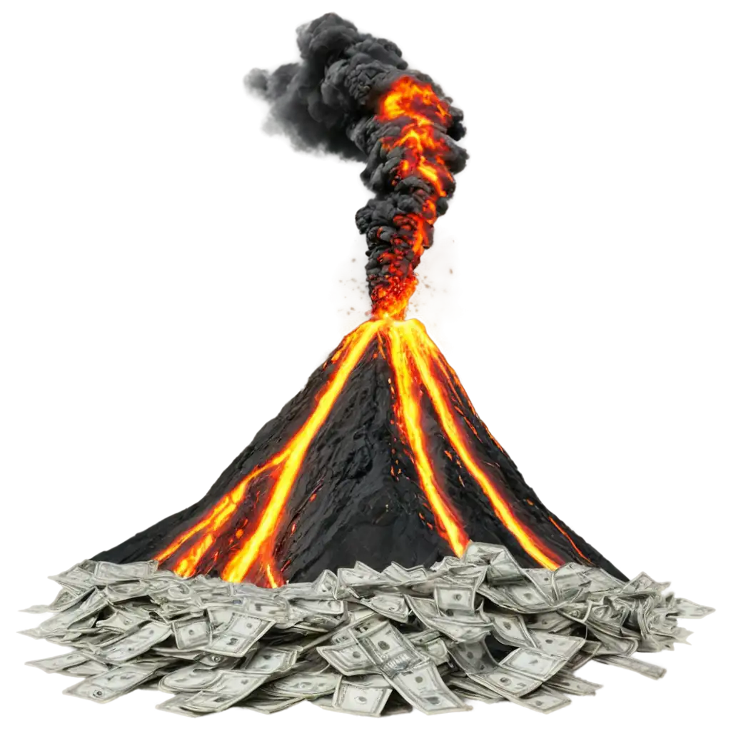 Volcano-Eruption-of-Money-PNG-Explosive-Wealth-Visualization-in-HighQuality-Format