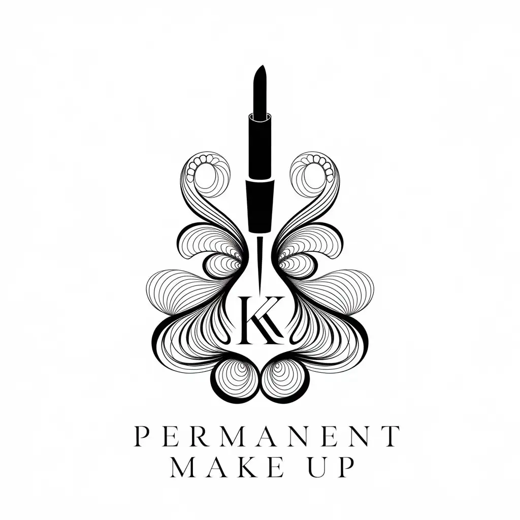 LOGO Design for Permanent Make Up KK Symbol with Clean and Elegant Aesthetic