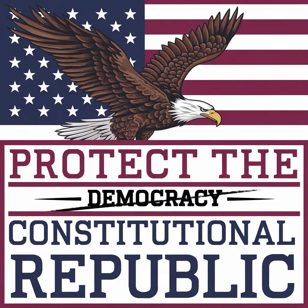 LOGO Design for Constitutional Republic American Bald Eagle with Red Black and Navy Blue Elements for Education Industry