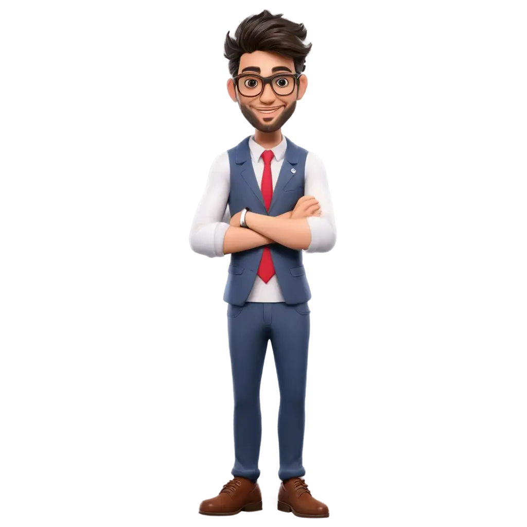 make 3d man, graphic designer with glasses