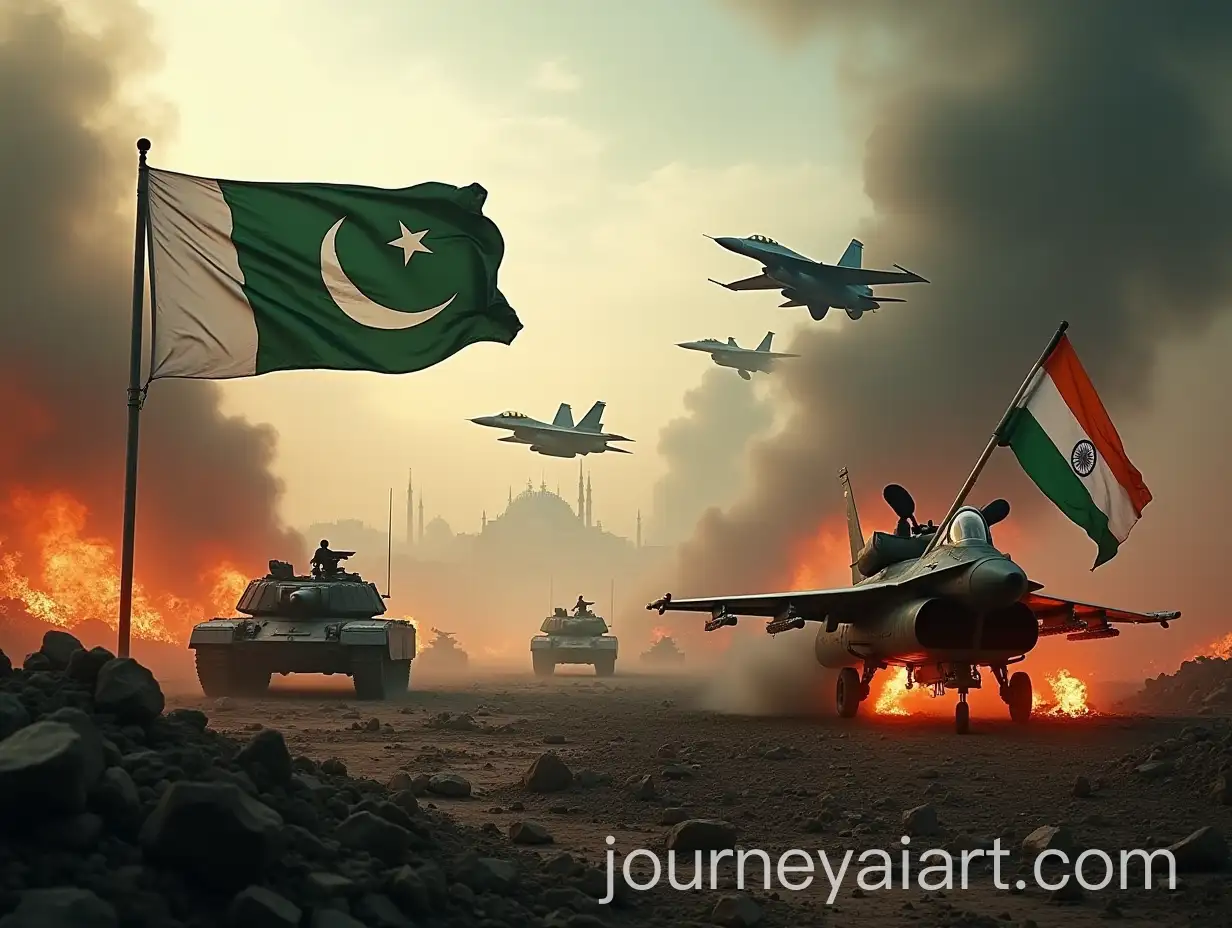 Pakistans-Victory-in-a-Dramatic-War-Scene-with-Fighter-Jets-and-Burning-City