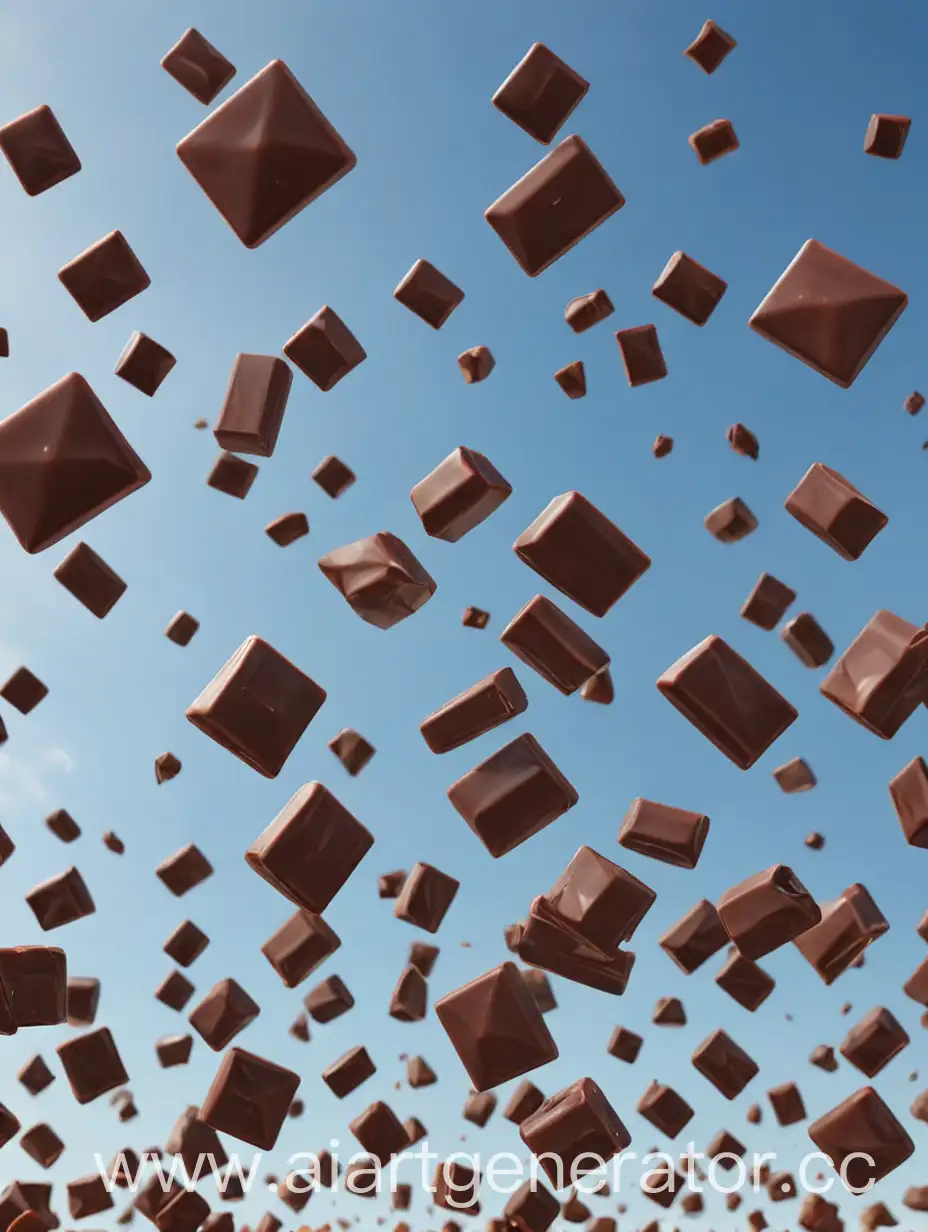 Chocolate-Glazed-Candies-Falling-on-Sky-Background