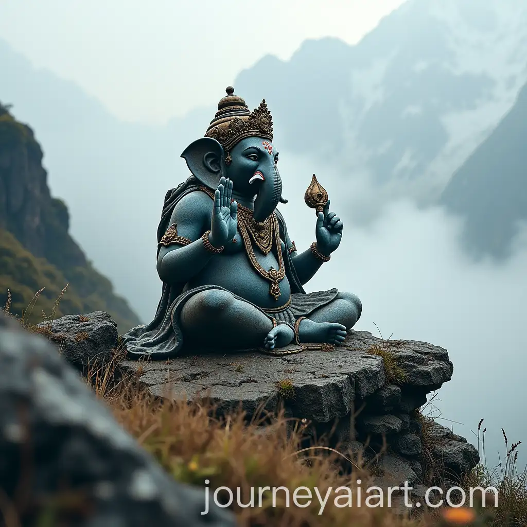 Ganapati-Statue-in-the-HimalAI-Image-Prompt-Expansionayas-Surrounded-by-Majestic-Mountains