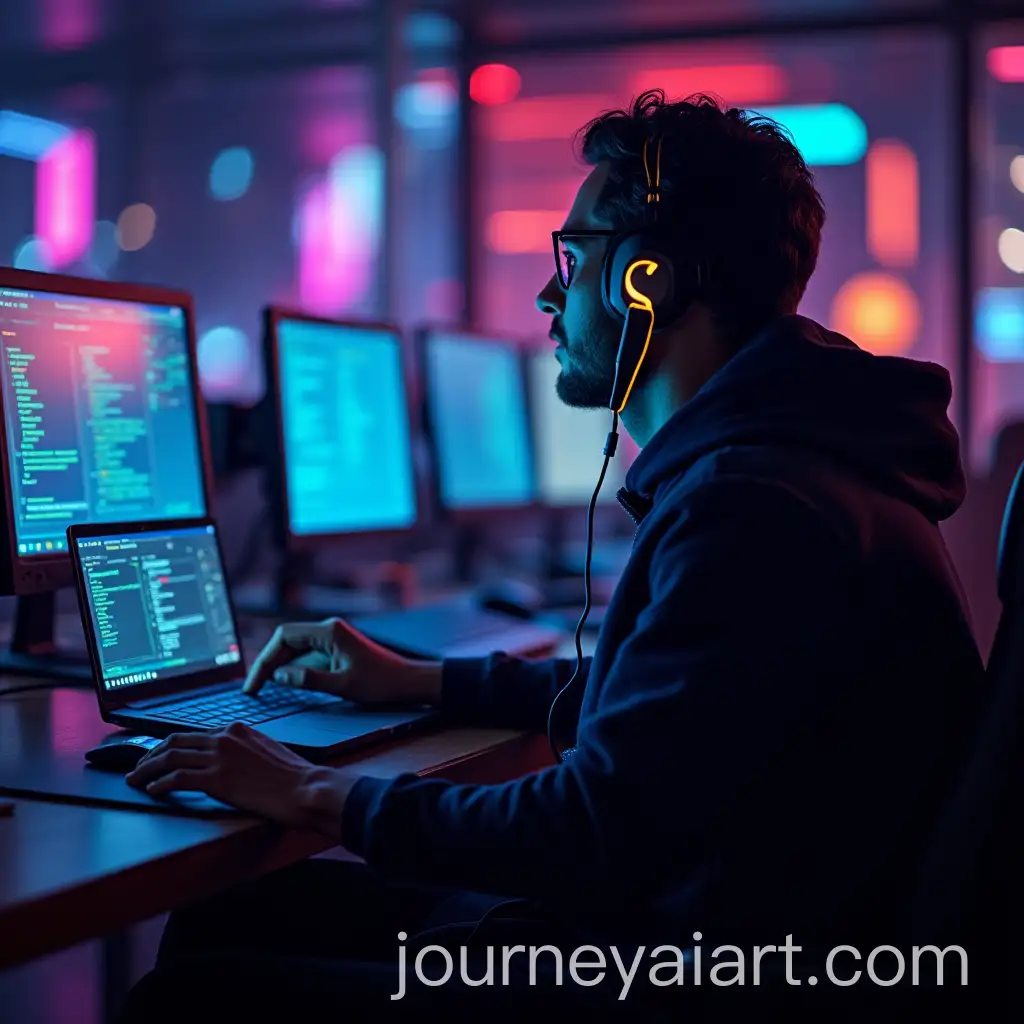 AIDriven-Contact-Center-Manager-in-Futuristic-Cyberpunk-Setting