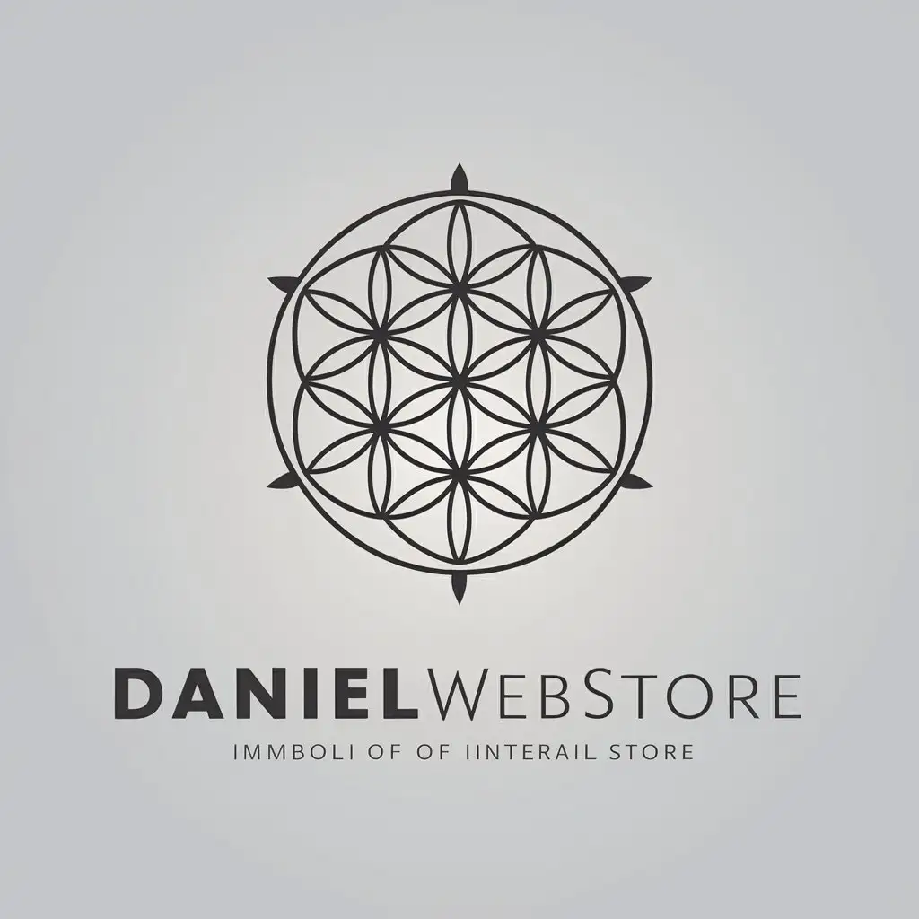 a vector logo design,with the text "DanielWebStore", main symbol:Symbol of internet store, flower of life,complex,be used in Retail industry,clear background