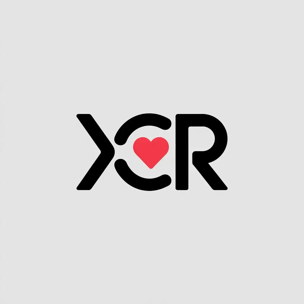 LOGO Design for XCR Minimalistic Travel Theme with Red Heart Symbol