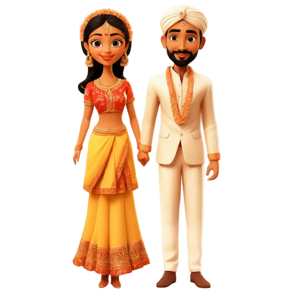 Cartoon-Art-of-Bengali-Bride-and-Groom-Barter-PNG-Image-for-Cultural-and-Wedding-Designs