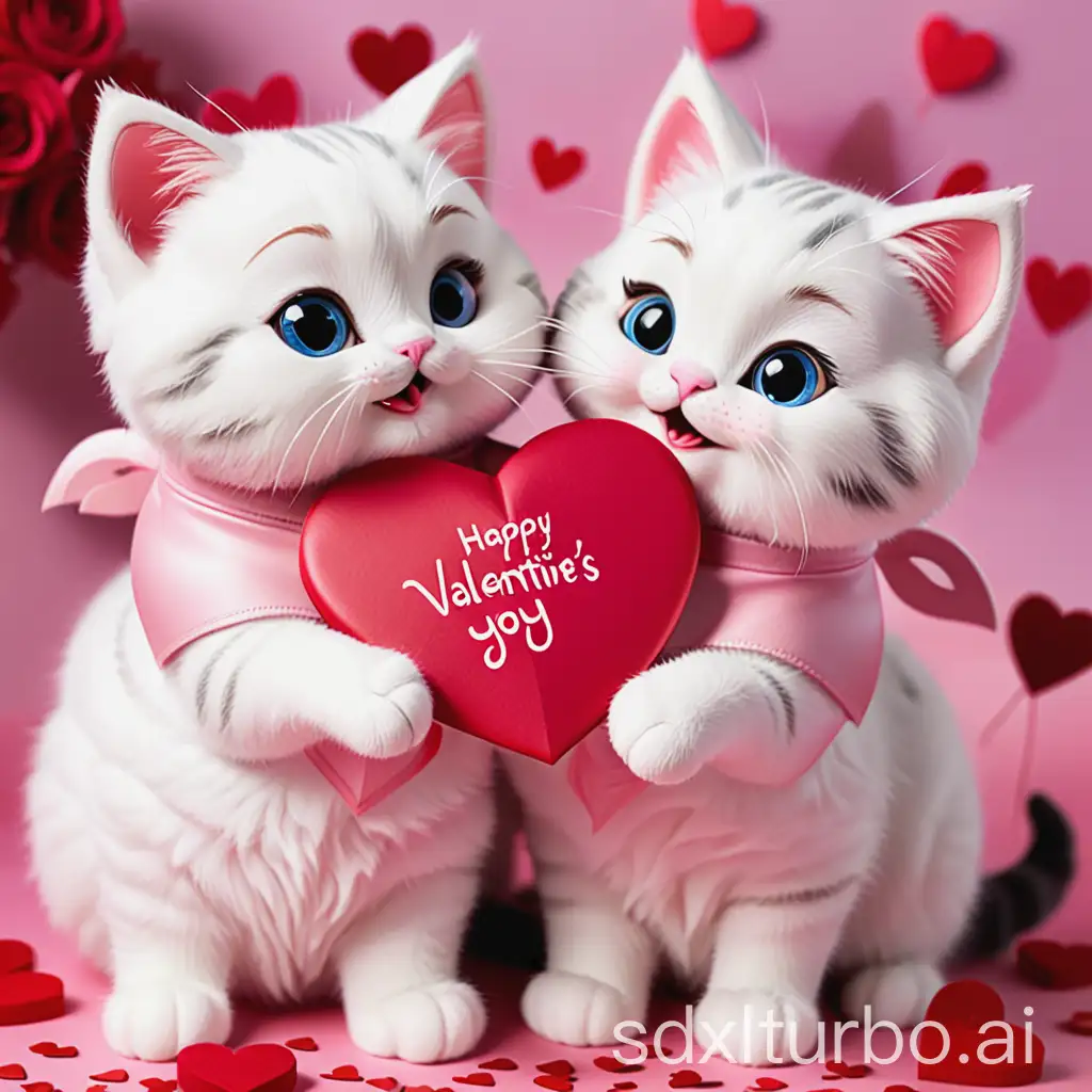 Cute cats celebrating their valentines