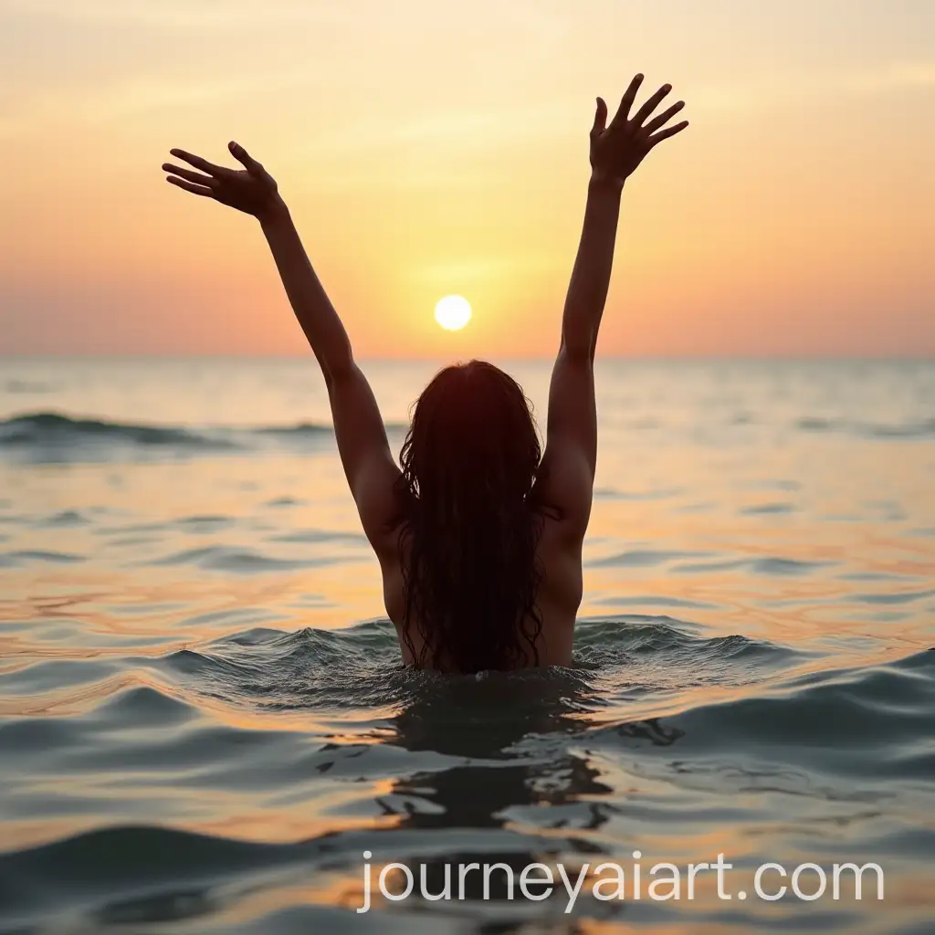 Teenage-Girl-Enjoying-a-Joyful-Sunset-Bath-in-the-Sea