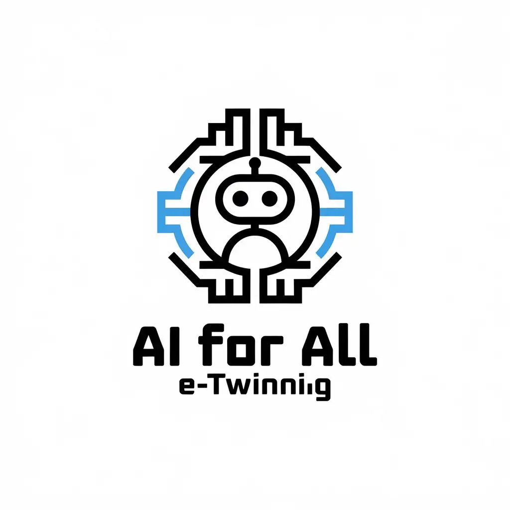 LOGO Design for AI FOR ALL ETWINNING Minimalistic Robot Circle for Nonprofit Industry