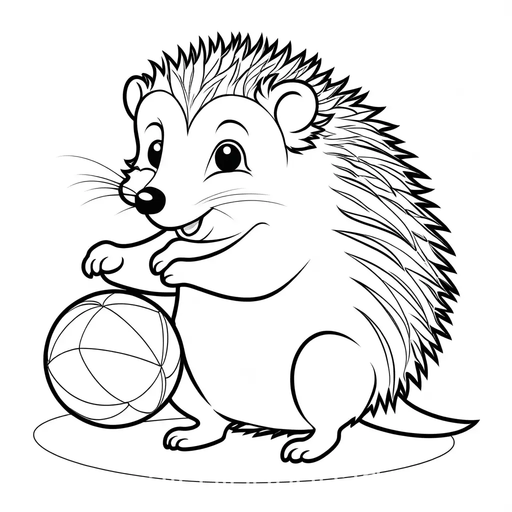 Adorable-Hedgehog-Playing-with-Ball-Coloring-Page