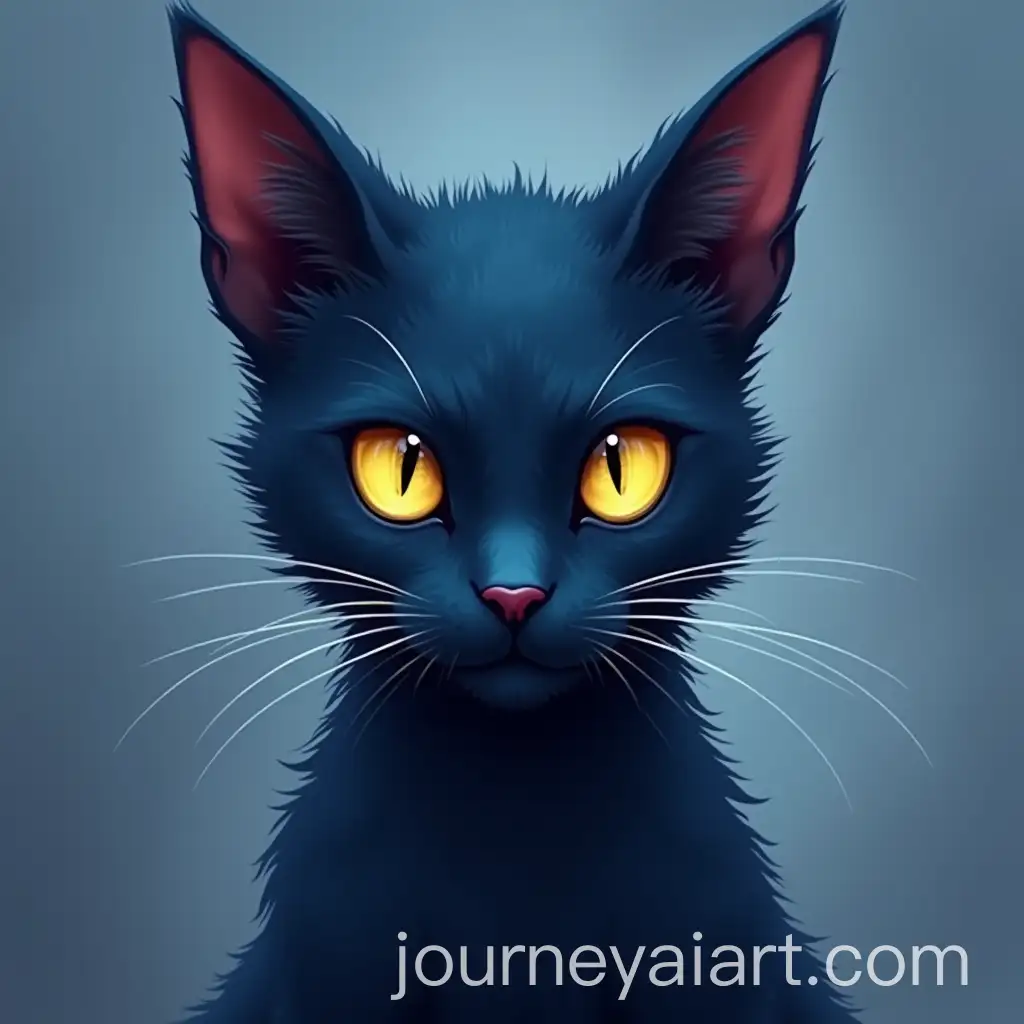 Russian-Blue-Cat-Demon-with-Yellow-Eyes-Illustration