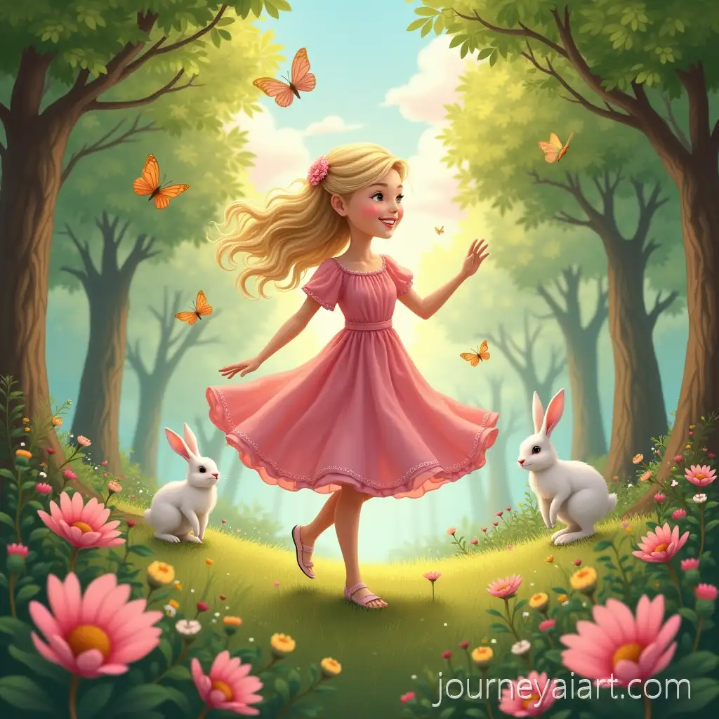 Blond-Girl-Dancing-with-Butterflies-inAI-Image-Prompt-Expansion-a-Fairy-Tale-Forest