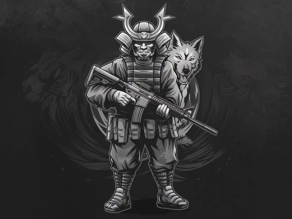 Samurai-Logotype-with-M416-Glacier-and-McLaren-ThreeHeaded-Wolf-Pet-and-Hat-Machine-Gun