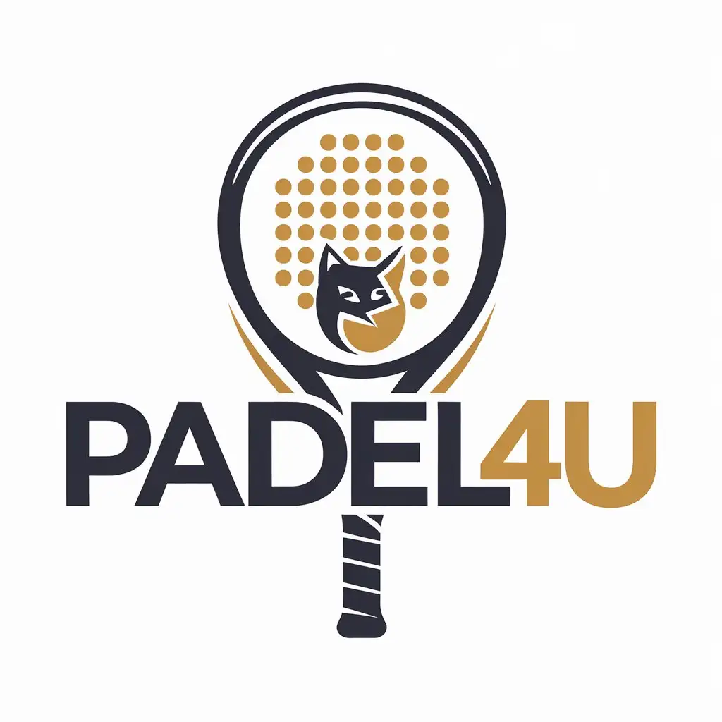 LOGO Design for Padel4U Padel Racket and Cat Symbol Inside with Clean Modern Look for Sports Fitness Industry