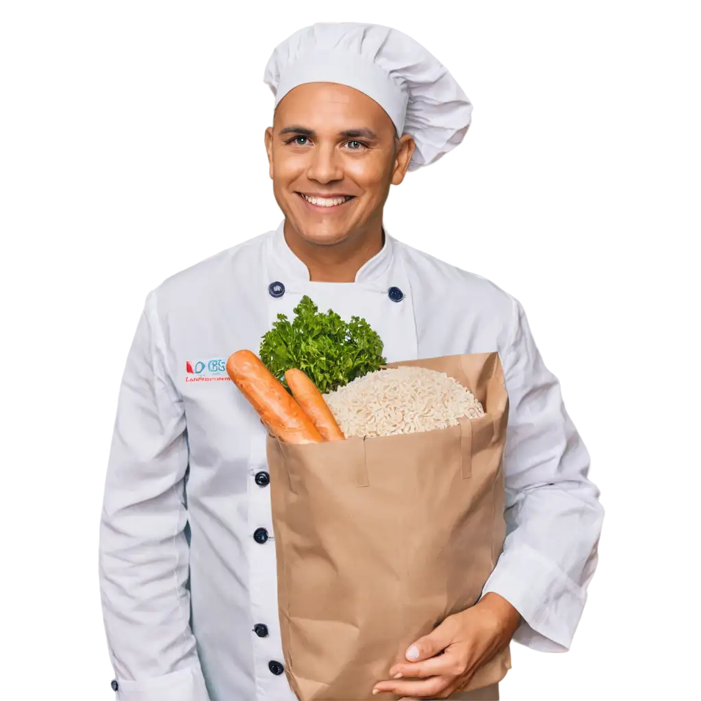 Chef with bag of rice