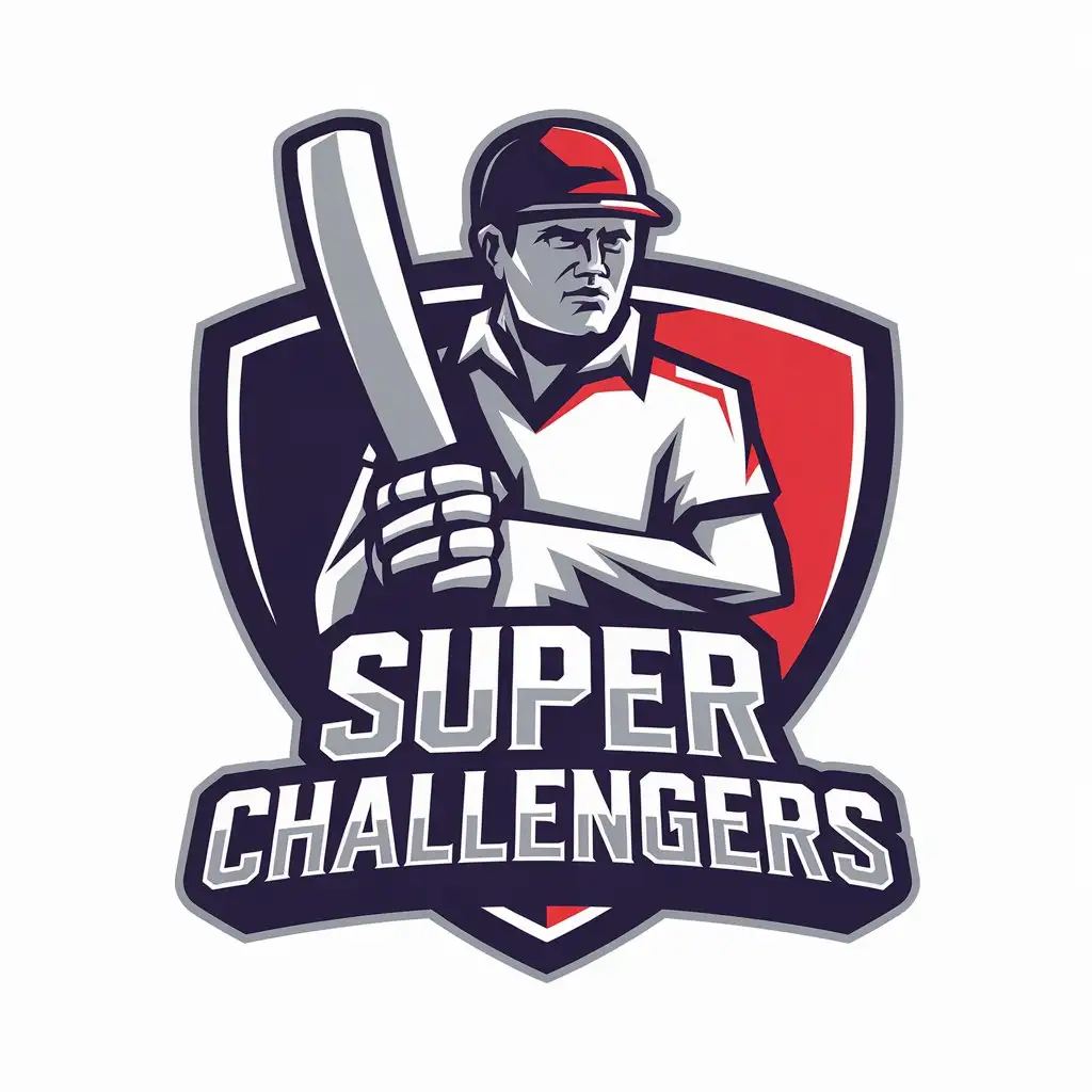 LOGO Design for Super Challengers Cricket Team with Bat and Sports Fitness Theme