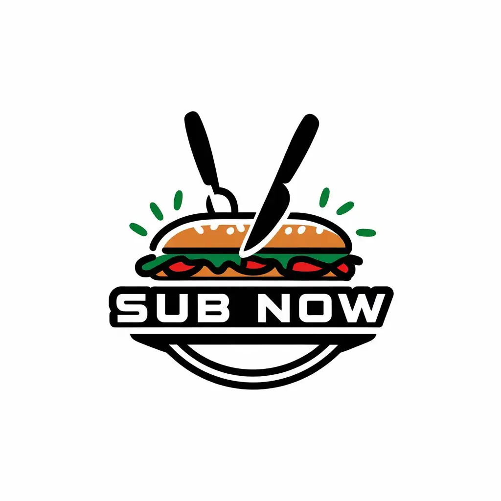 LOGO Design for SUB NOW Bold TextBased with Optional Sub Sandwich Graphic for Restaurant Industry