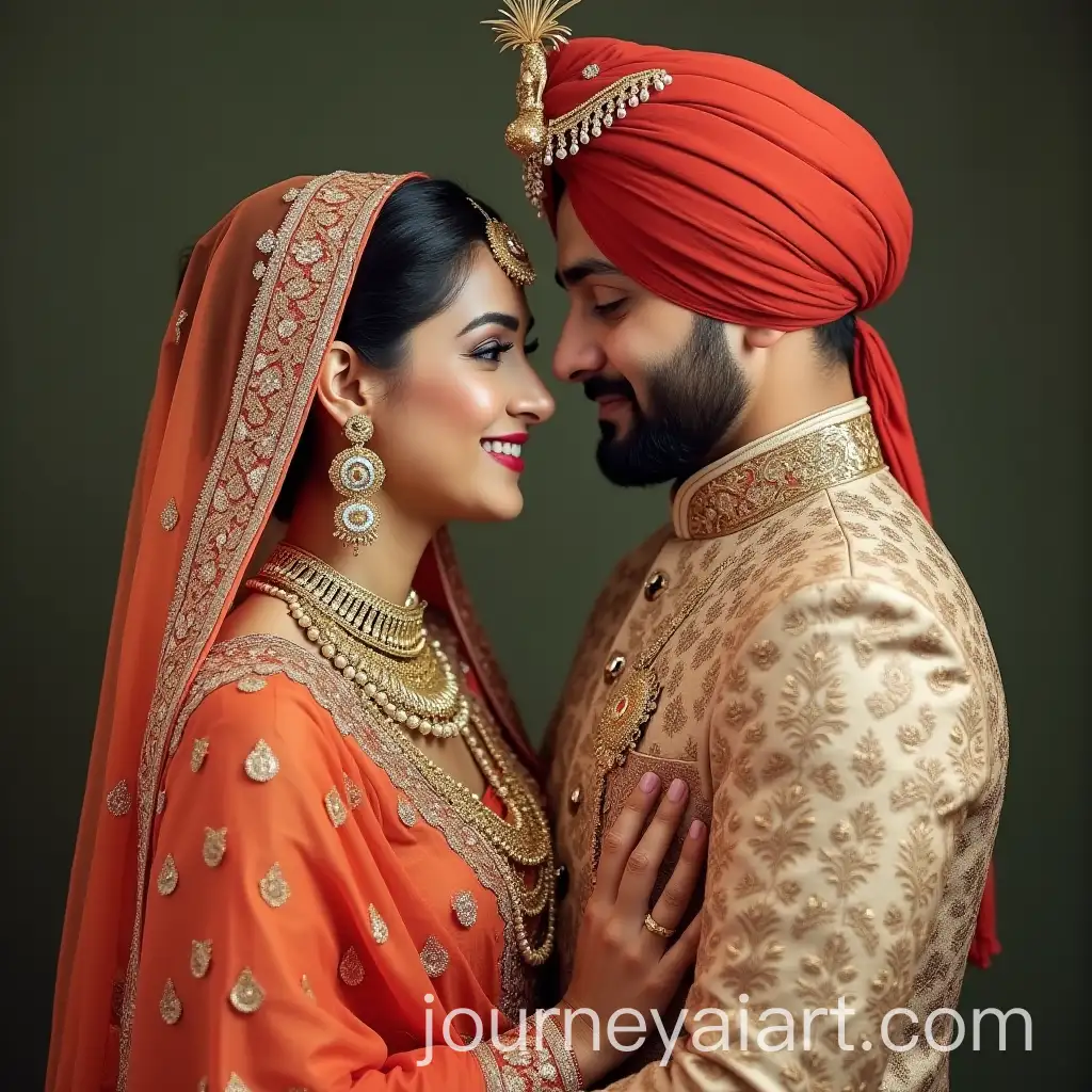 Bride-in-Songket-Dress-and-Groom-in-Punjabi-Suit-No-Headgear
