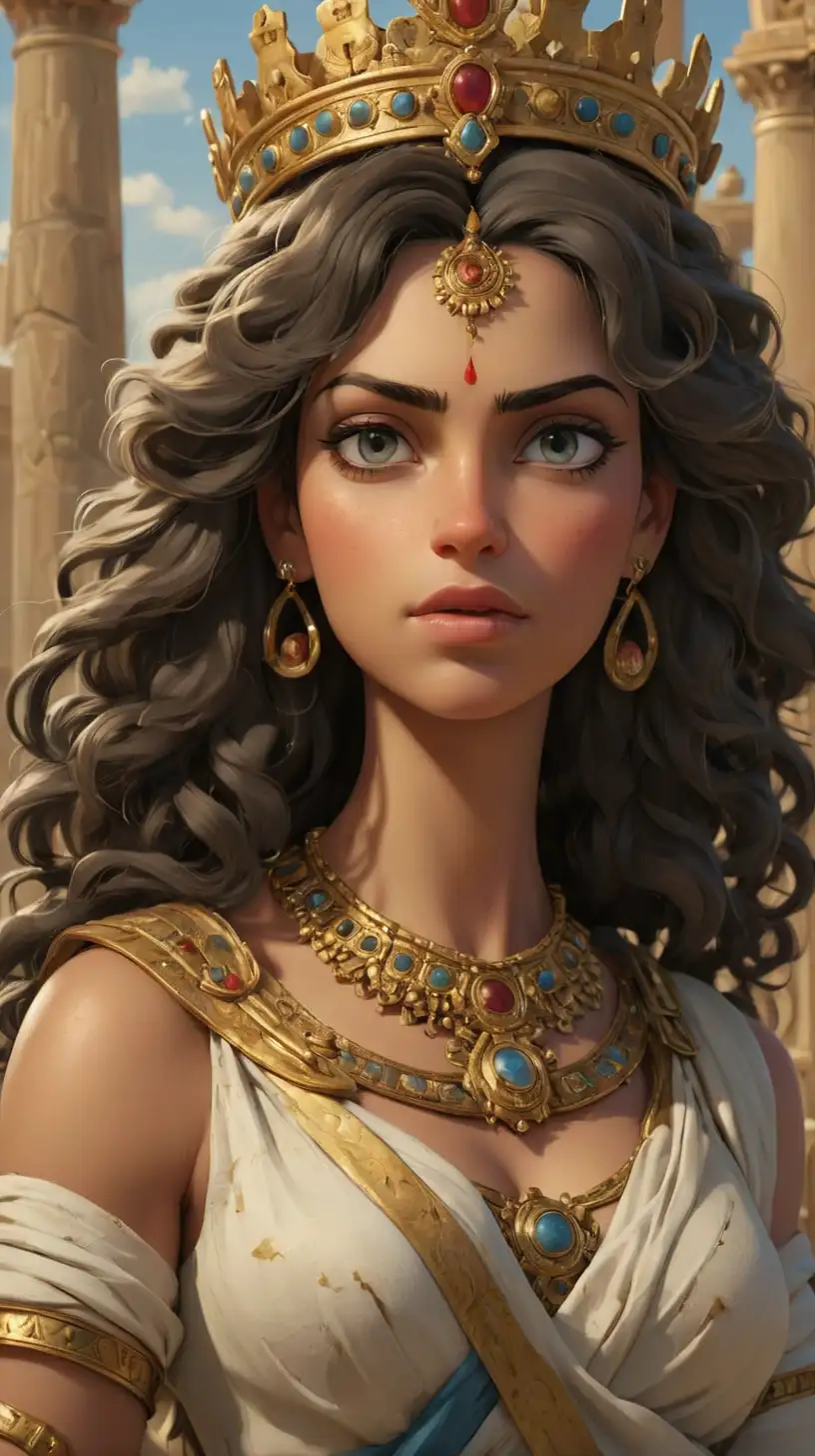 Beautiful Queen Zenobia Portrait in Ancient Roman Attire