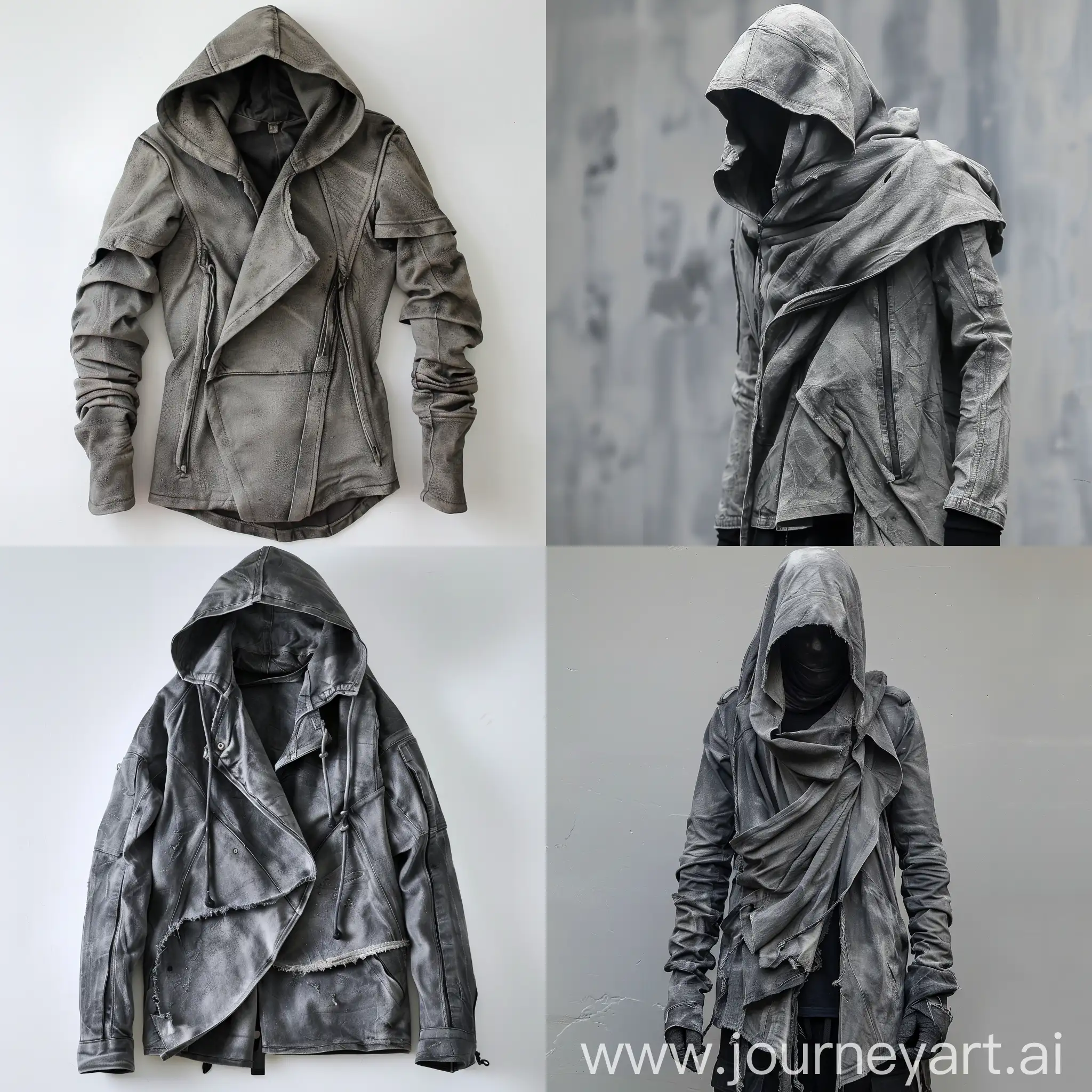 Gray-Hooded-Jacket-in-InkWashed-Style-with-Thermal-Camera-Effect