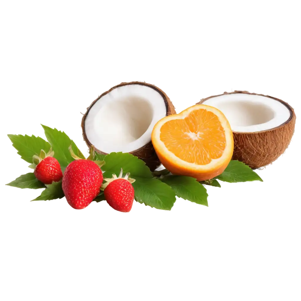 Vibrant-PNG-Image-of-Orange-Slice-Coconut-and-Wild-Strawberry