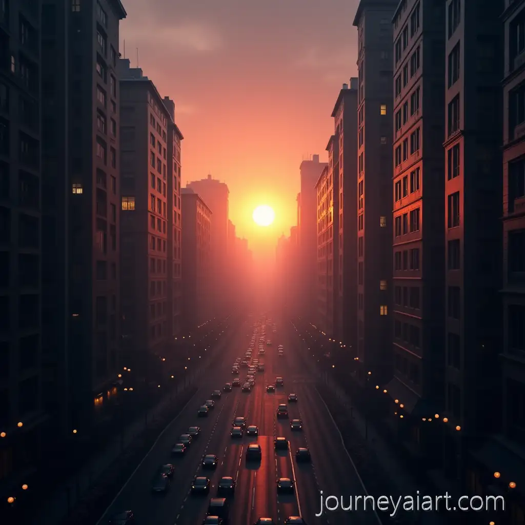 Atmospheric-Dawn-Cityscape-with-Early-Morning-Activity