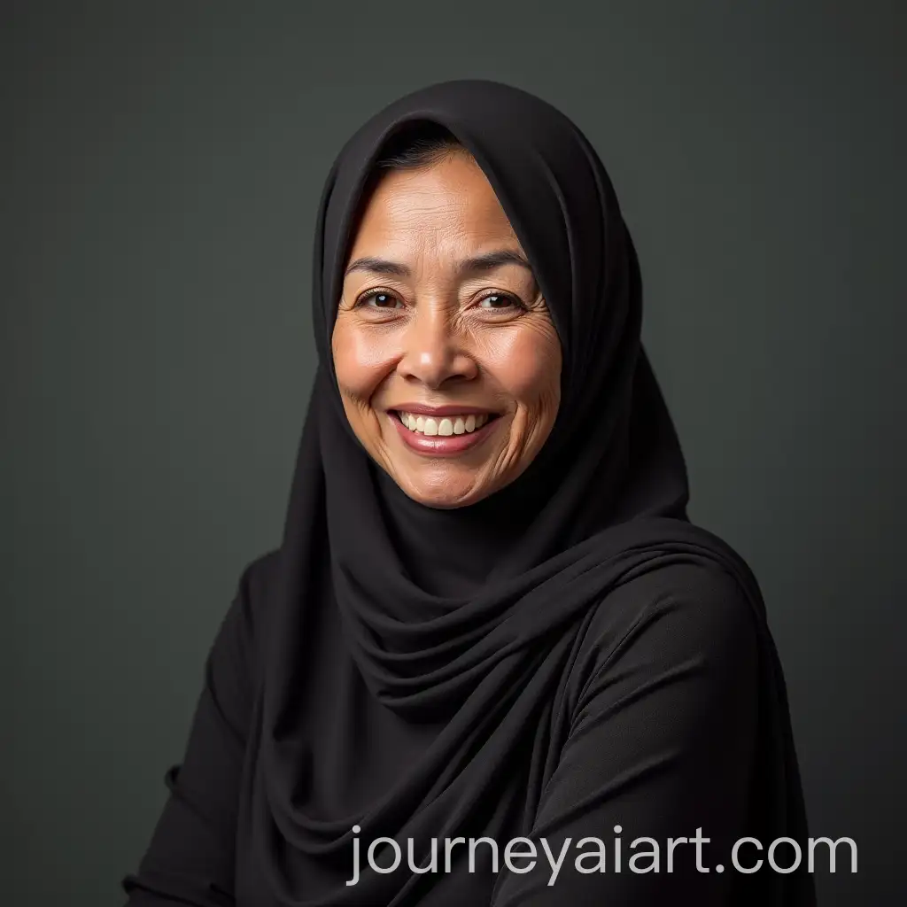 Middle-Aged-Indonesian-Mother-in-Photo-Studio-Wearing-Hijab