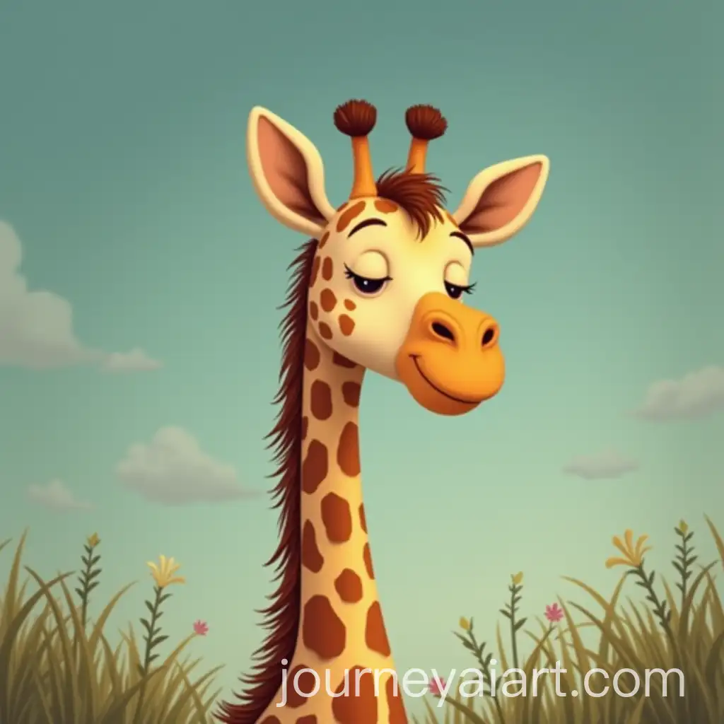 Cartoon-Giraffe-Gazing-Sleepily