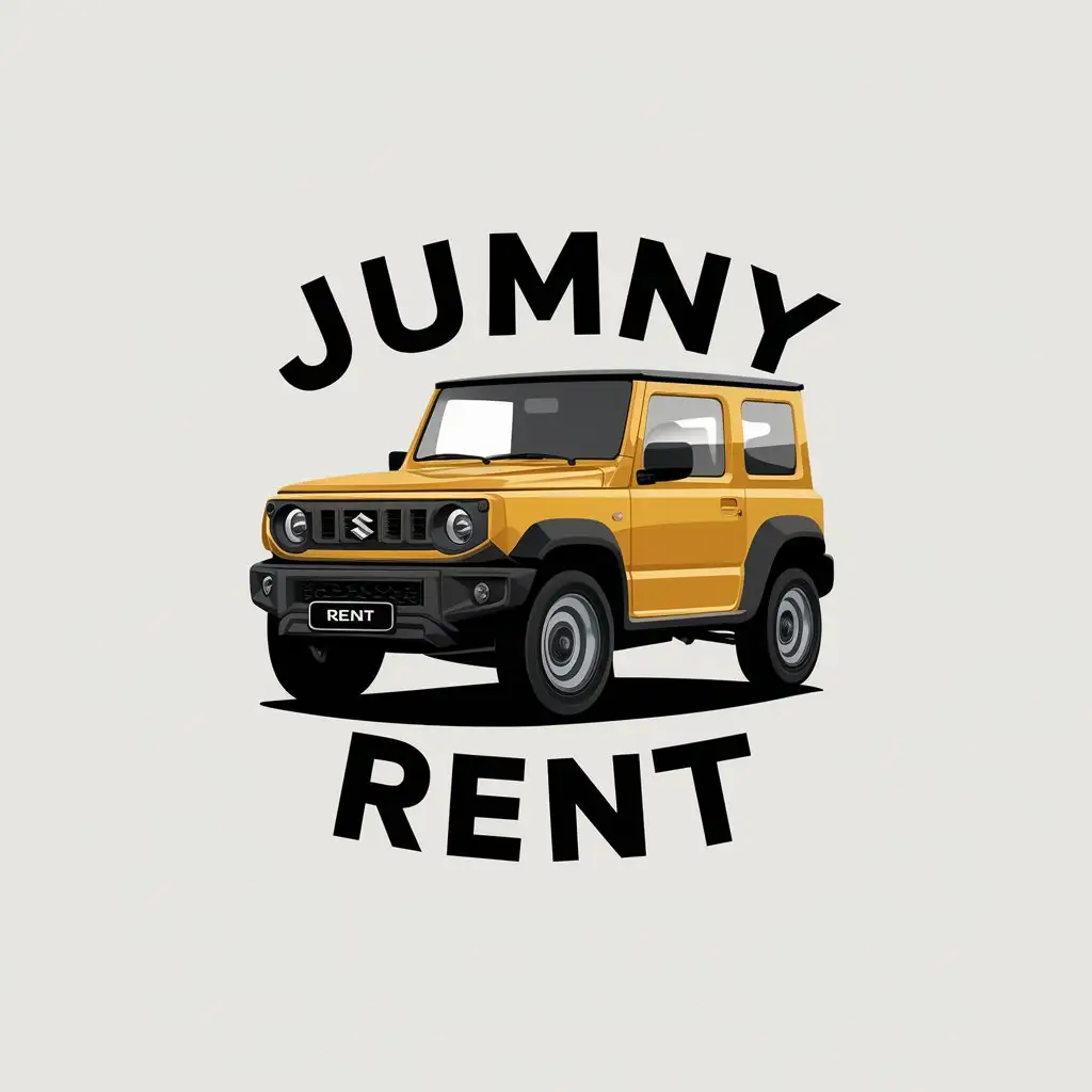 a vector logo design,with the text "JUMNY RENT", main symbol:Suzuki Jimny,Moderate,be used in Automotive industry,clear background