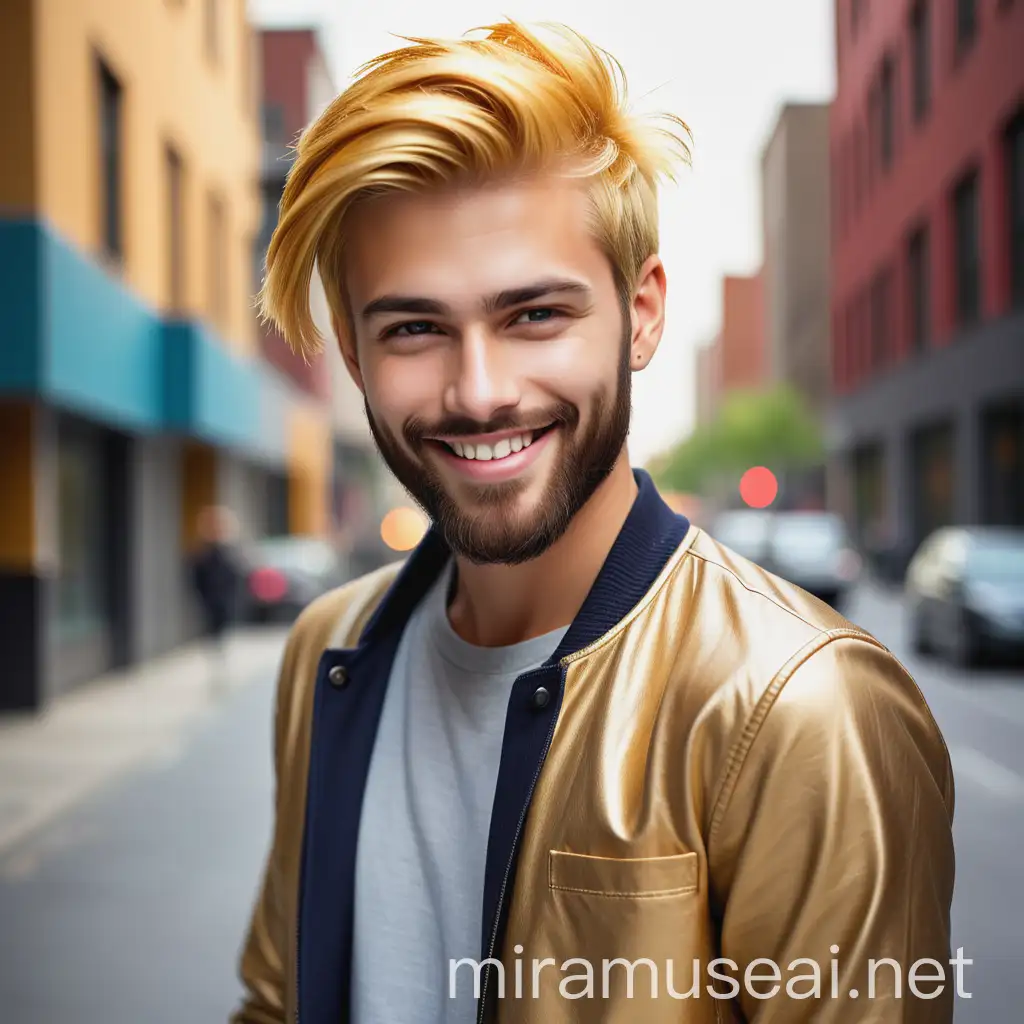 Strikingly Handsome Young Man in Urban Fashion