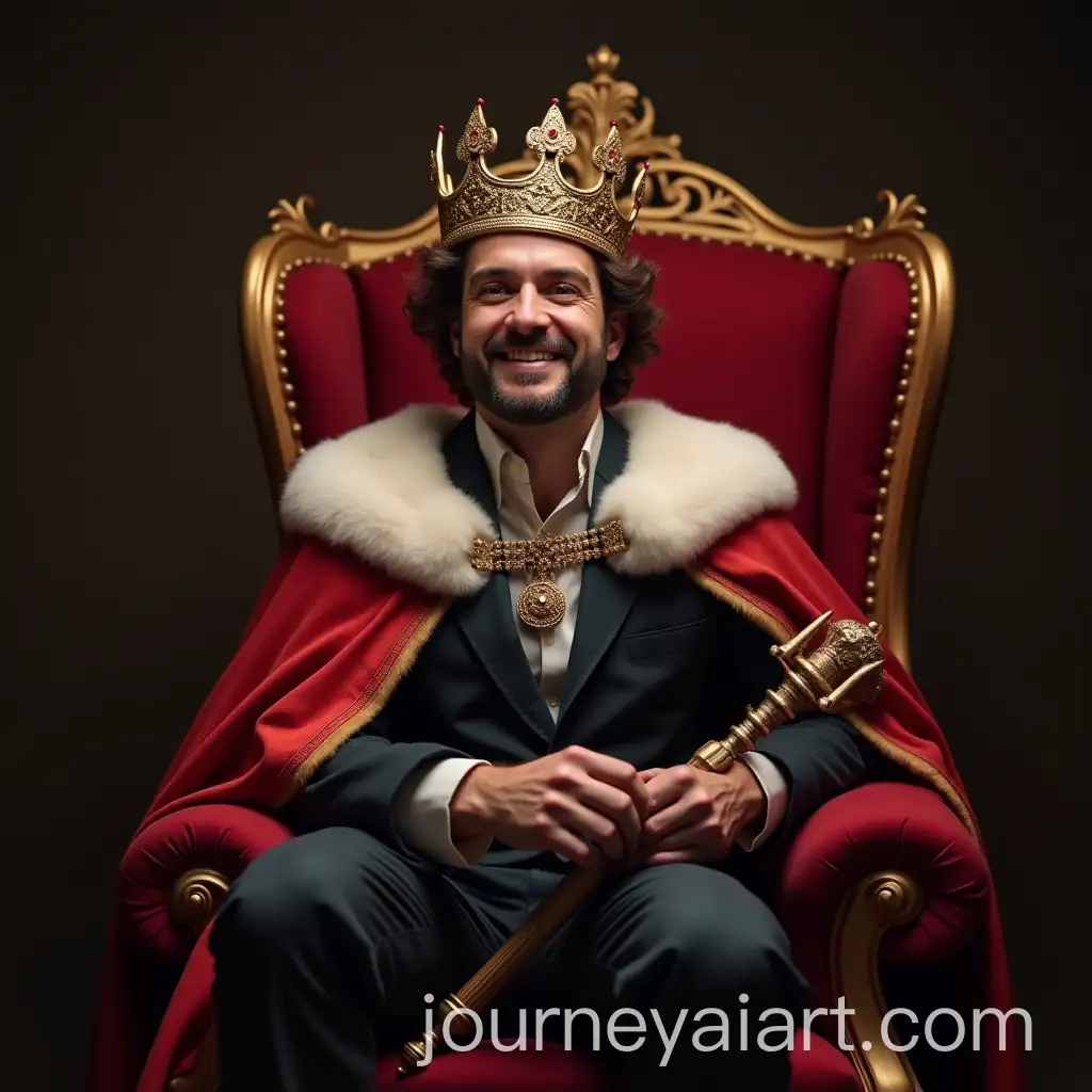 Youtuber-Mr-Best-Wearing-a-Kings-Cloak-and-Crown-on-a-Throne