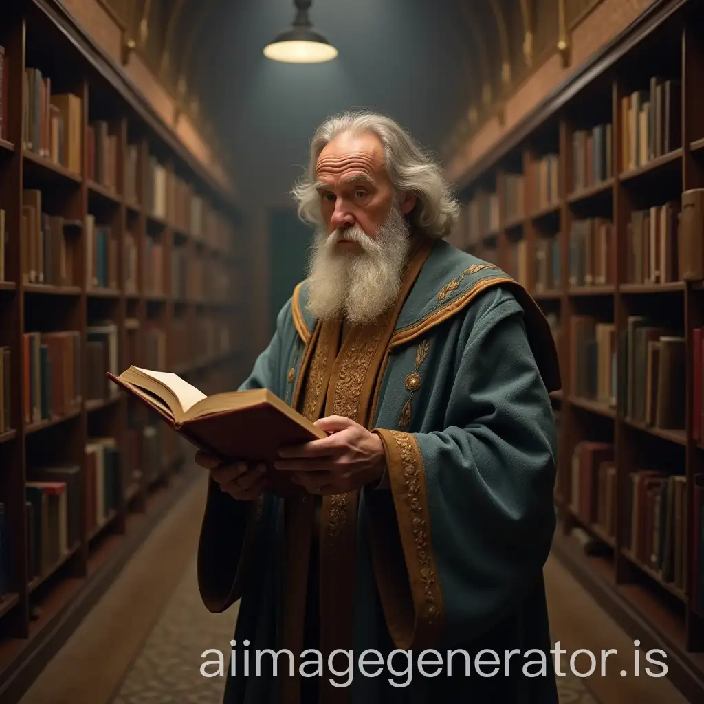 Wise-Man-inAI-Image-Prompt-Expansion-a-Library-Surrounded-by-Books-and-Knowledge