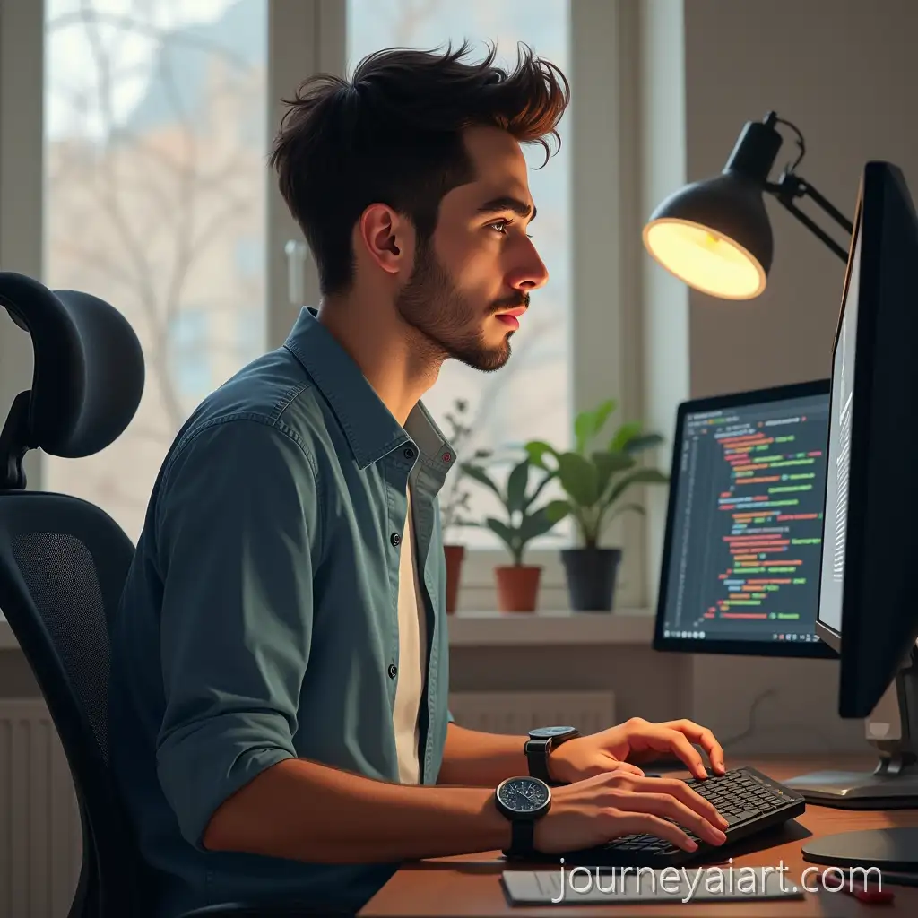 Freelancer-writing-codeYoung-European-Freelancer-Writing-Code-at-Home-Desk