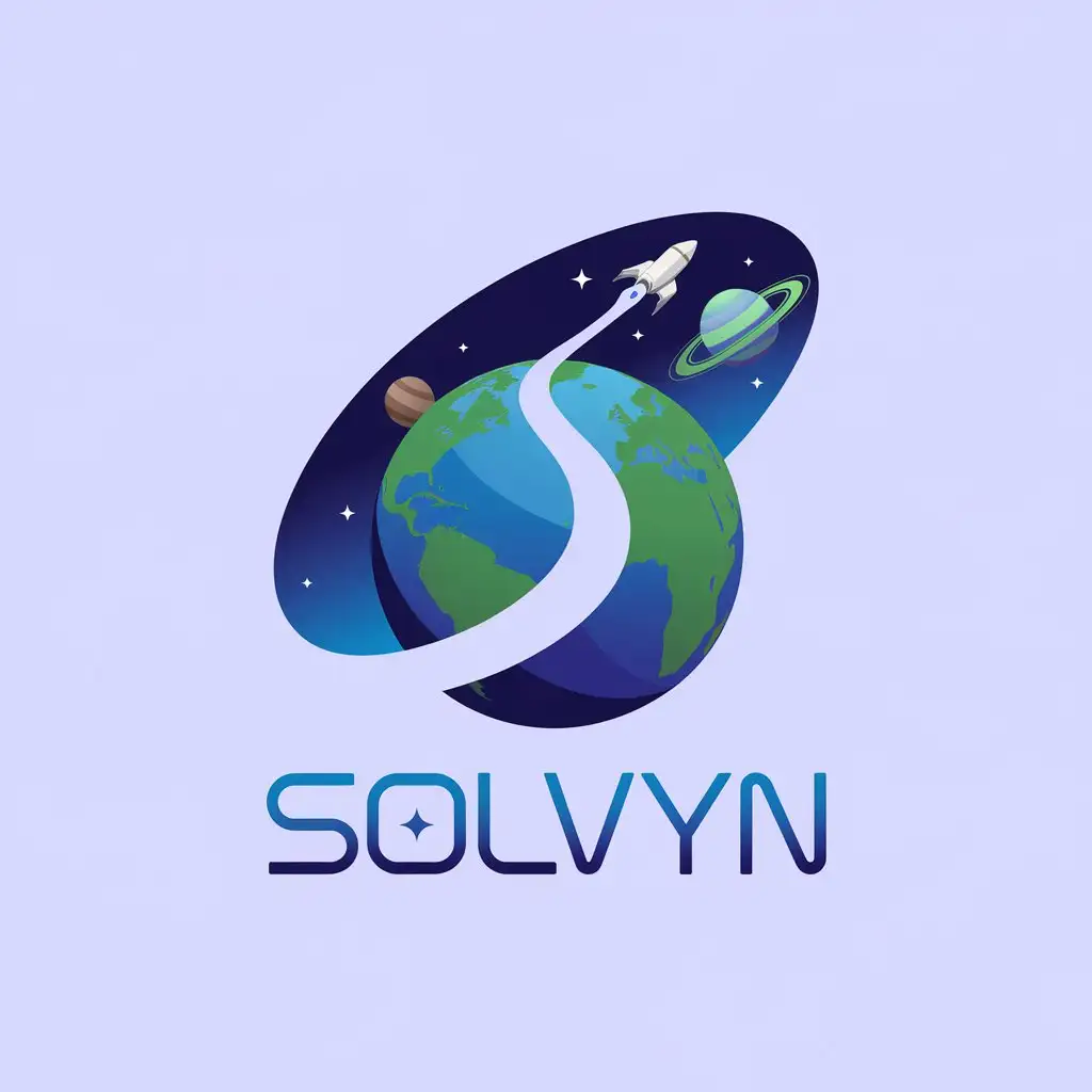 LOGO Design for Solvyn Earth Globe with 3D Spacecraft and Contrail