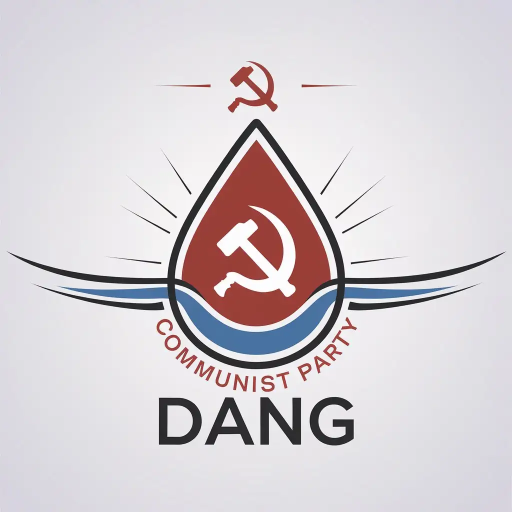 a vector logo design,with the text "dang", main symbol:Water, Communist Party, red, sickle, hammer,Minimalistic,be used in Others industry,clear background