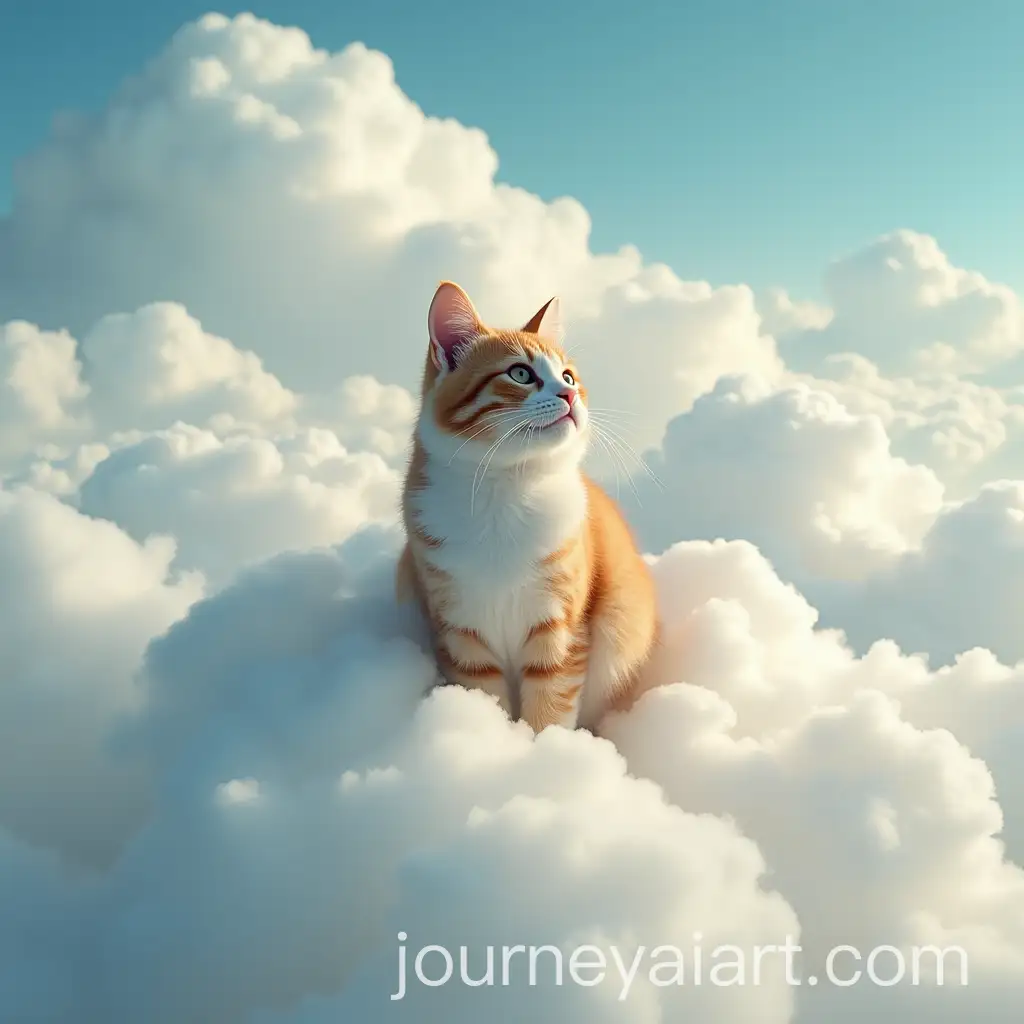 Whimsical-Cat-Floating-on-Soft-Clouds-in-a-Dreamy-Sky
